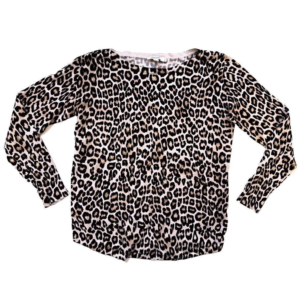Chico's Leopard Print Y2K Knit Sweater Women S Animal Print Maximalist Y2K